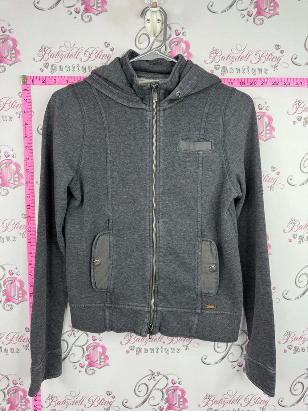 Roots sweater pockets cargo grey rare  Zip-Up Hooded Sweatshirt